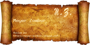Meyer Zombor névjegykártya